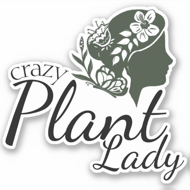 Sticker Profil et fleurs de la femme Plante folle (Devant)