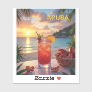 Sticker Profiter du coucher de soleil à Aruba