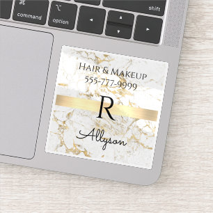 Sticker Promo d'affaires, Marbre blanc/or, Service, Info