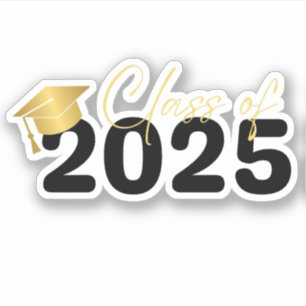 Sticker promotion 2025, remise des diplômes noir or