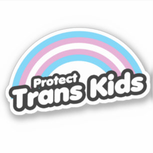 Sticker Protéger les enfants trans - Arc-en-ciel