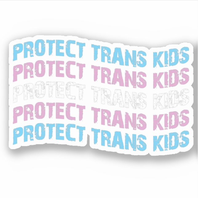 Sticker Protéger les enfants trans - Vague du drapeau tran (Devant)