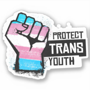 Sticker Protéger les jeunes trans - Pride Poing