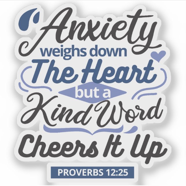 Sticker Proverbs 12:25 Bible Verse – Kind Word Art (Devant)