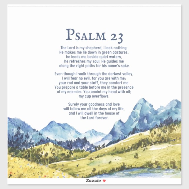Sticker Psaume 23 NKJV Le Seigneur est mon berger (Feuille)