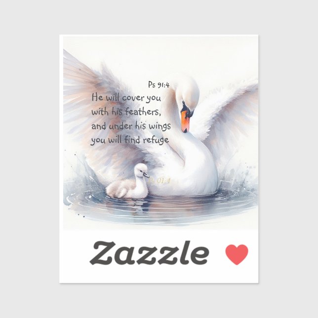 Sticker Psaume 91:4 Ailes Protection de Dieu Bible Écritur (Feuille)