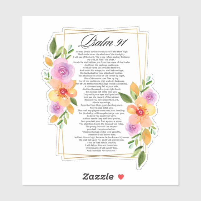 Sticker Psaume 91 Cadre géométrique Floral (Feuille)