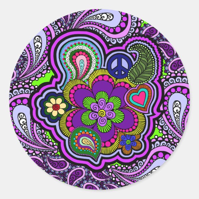 Sticker Psychedélique Purple Paisley (Devant)