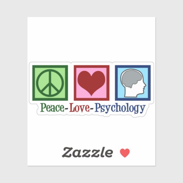 Sticker Psychologue Peace Love Psychologie (Feuille)