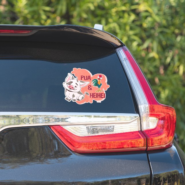 Sticker Pua & Heihei Nom floral Graphique (Côté voiture)