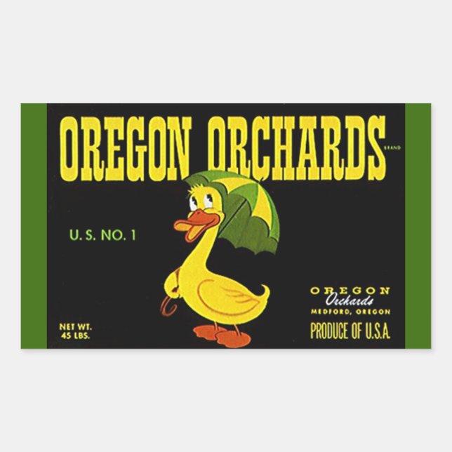 Sticker Publicité Vintage Oregon Orchards Canard (Devant)