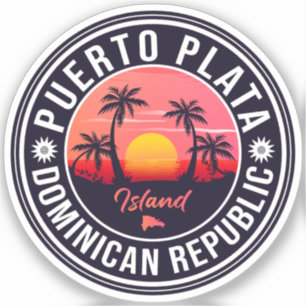 Sticker Puerto Plata République dominicaine Retro Sunset 6