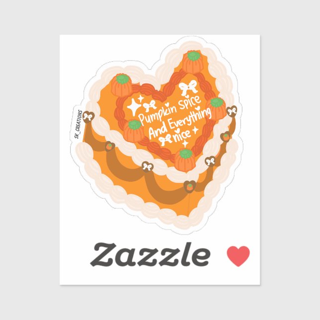 Sticker Pumpkin Spice And Everything Nice Heart Cake  (Feuille)