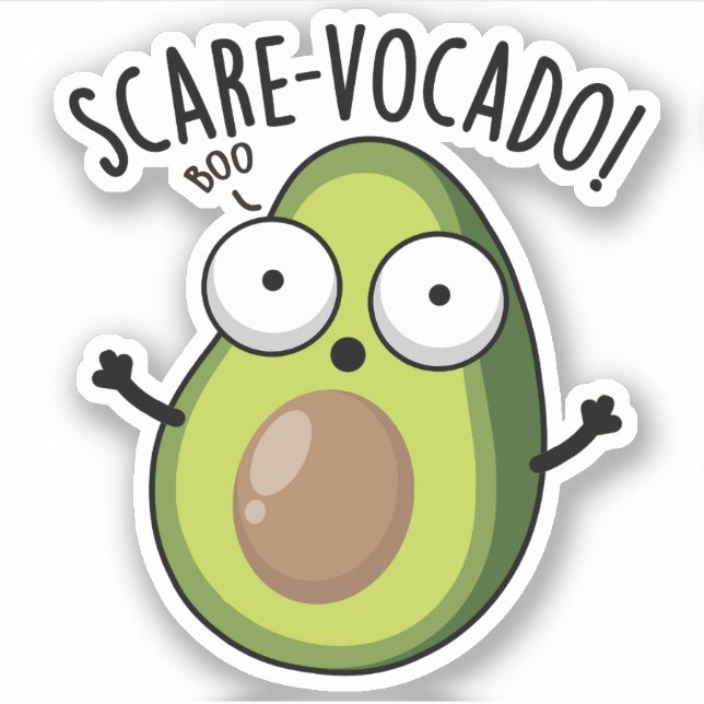 Sticker Pun d'Avocado amusant Scare-vocaco (Devant)