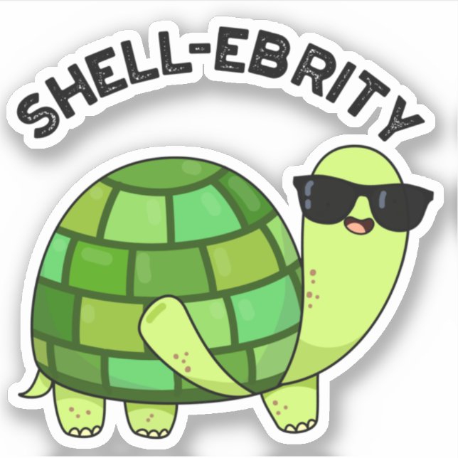 Sticker Pun de tortue de la célébrité de Shell (Devant)