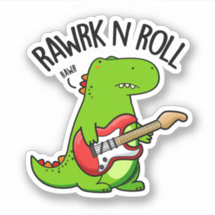 Sticker Pun Dinosaure Rocker Rawrk Et Roll Drôle