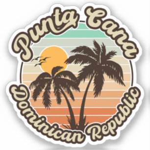 Sticker Punta Cana Dominicaine Palm Tree Retro Sunset 80s