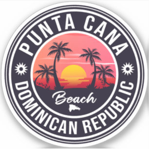 Sticker Punta Cana Dominican Palm Tree Beach Vintage