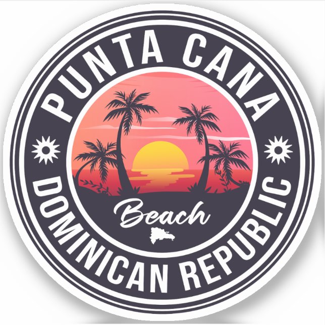 Sticker Punta Cana Dominican Palm Tree Beach Vintage (Devant)