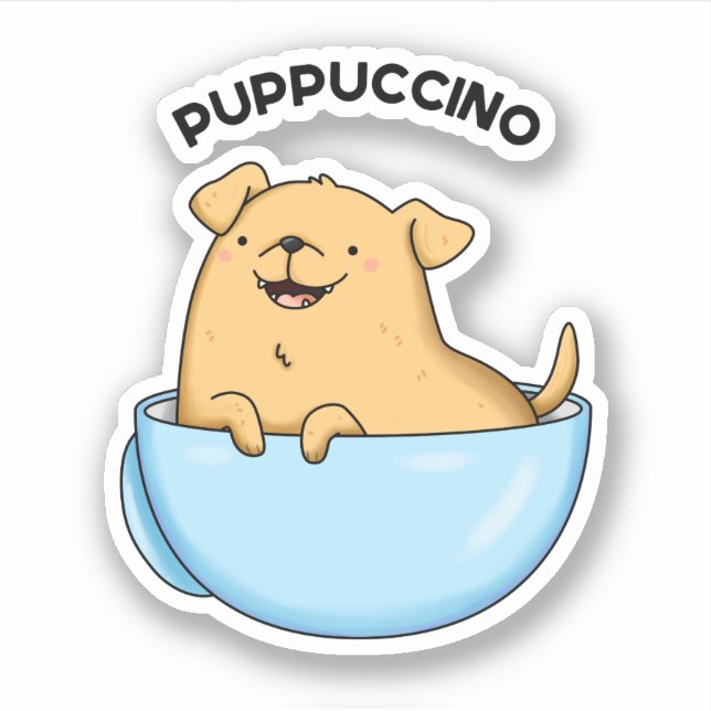 Sticker Pup-puccino Funny Cappuccino Pun (Devant)