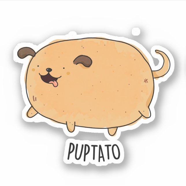 Sticker Puptato Funny Puppy Potato Pun (Devant)