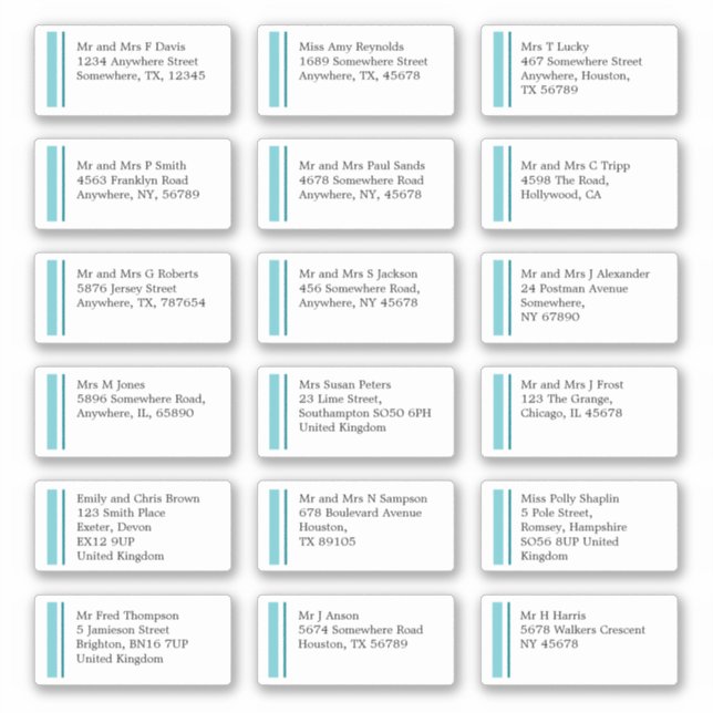 Sticker Purist Blue Line Nom individuel Adresse Expédition (Devant)