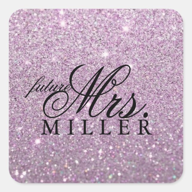 Sticker - Purple Glitter Heart Fab future Mrs. (Front)
