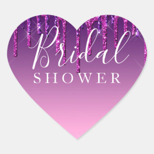 Sticker - Purple & Pink Glitter Drip Bridal Shower