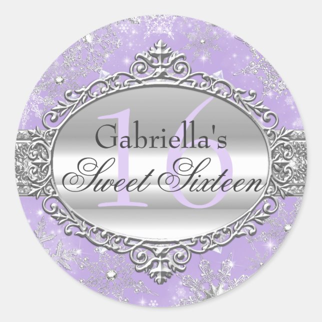 Sticker Purple Snowflake Winter Wonderland Sweet16 (Devant)