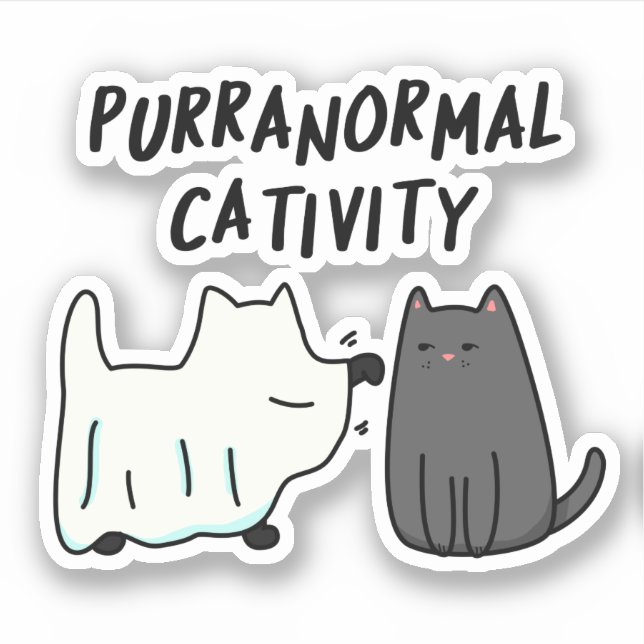 Sticker Purranoral Cativité Funny Halloween Cat Pun (Devant)