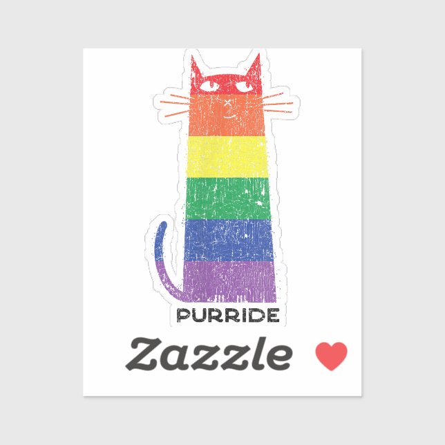 Sticker Purride Shirt LGBT Drôle Gay pride Chat Saying Gra (Feuille)