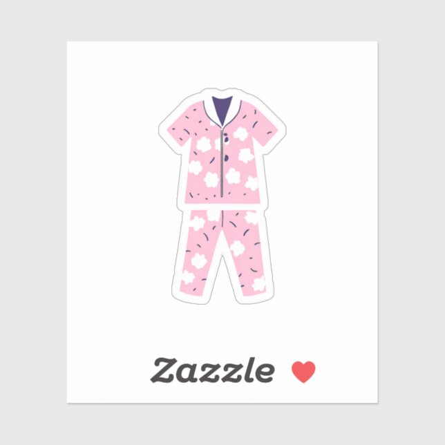 Sticker Pyjamas rose mignon (Feuille)