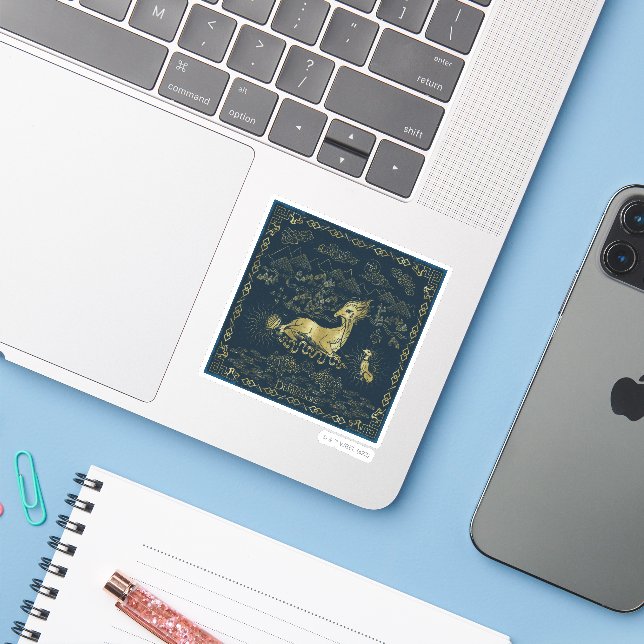 Sticker Qiline At Golden Tapestry (Ordinateur portable avec iPhone)