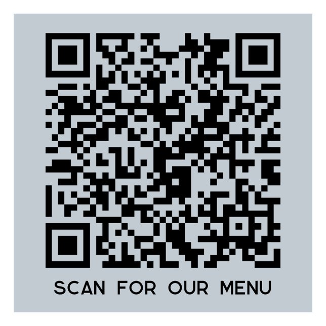 Sticker QR Code Scan for Menu Powder Blue (QR code and custom text Scan for Menu sticker for business menu for goods, products or services)