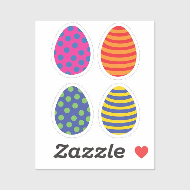 Sticker Quatre Oeufs de Pâques colorés (Feuille)