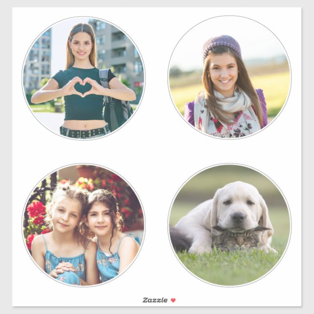 Sticker Quatre photos de famille circulaire de 6 pouces (Feuille)