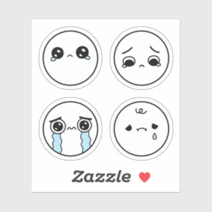 Sticker Quatre visages tristes Emoji Sticket Set