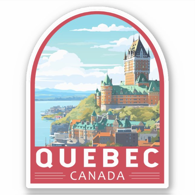 Sticker Québec Canada Travel Art Vintage (Devant)