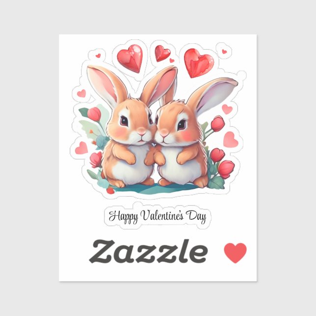 Sticker Quelques lapins d'aquarelle amusants (Feuille)