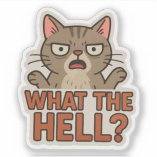 Sticker Qu'est-ce que diable ? chat drôle