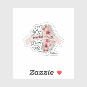 Sticker Questions de santé mentale   Ruban Flower Mind