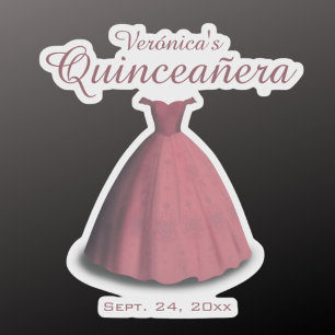 Sticker Quinceañera célébration robe rouge