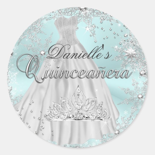 Sticker Quinceanera pour flacon à neige à la menth (Devant)