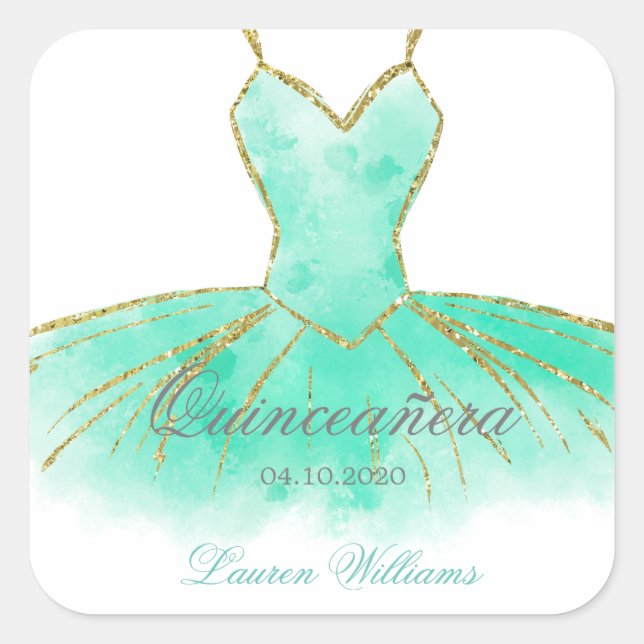 Sticker Quinceanera pour Parties scintillant Turqu (Devant)