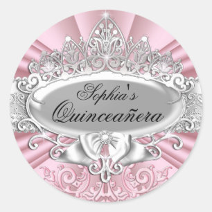 Sticker Quinceanera Rose Tiara & Damask