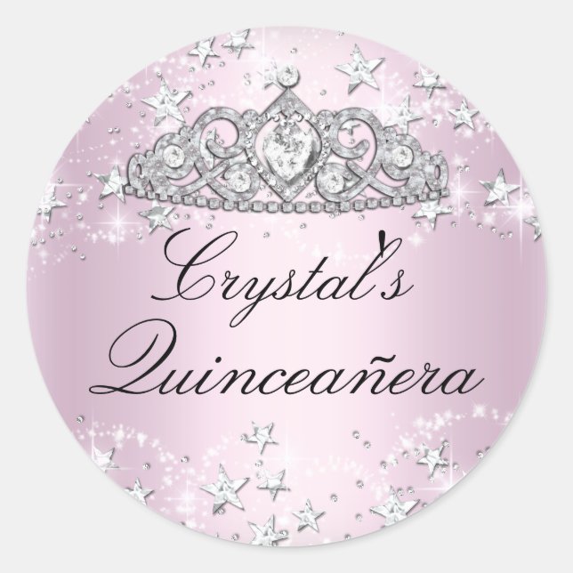 Sticker Quinceanera Stars Tiara Stars rose (Devant)