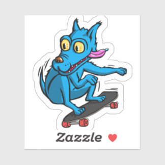Sticker Quircky the blue dog skater