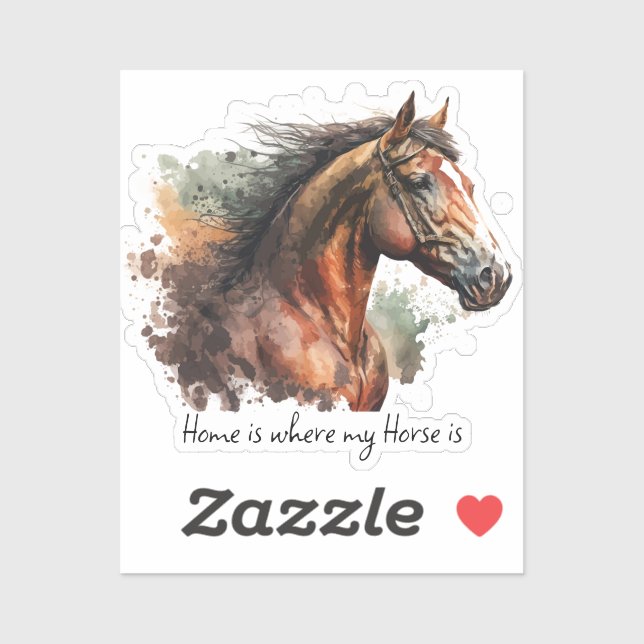 Sticker Quote de cheval Aquarelle photo personnalisée équi (Feuille)