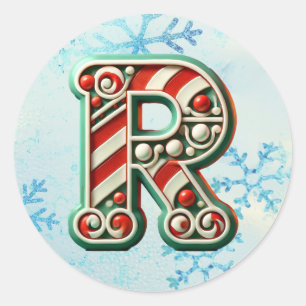 Sticker "R" de Noël sucre de canne, Stripes festiv