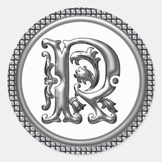 Sticker R rond initial en argent